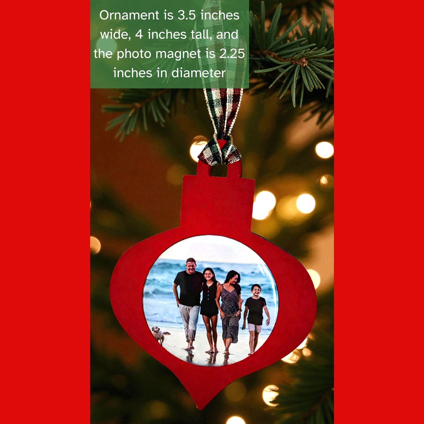 Arabesque Shaped Christmas Photo Magnet Ornament