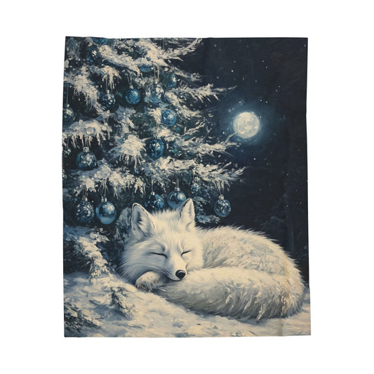 Cozy Winter Arctic Fox Plush Blanket