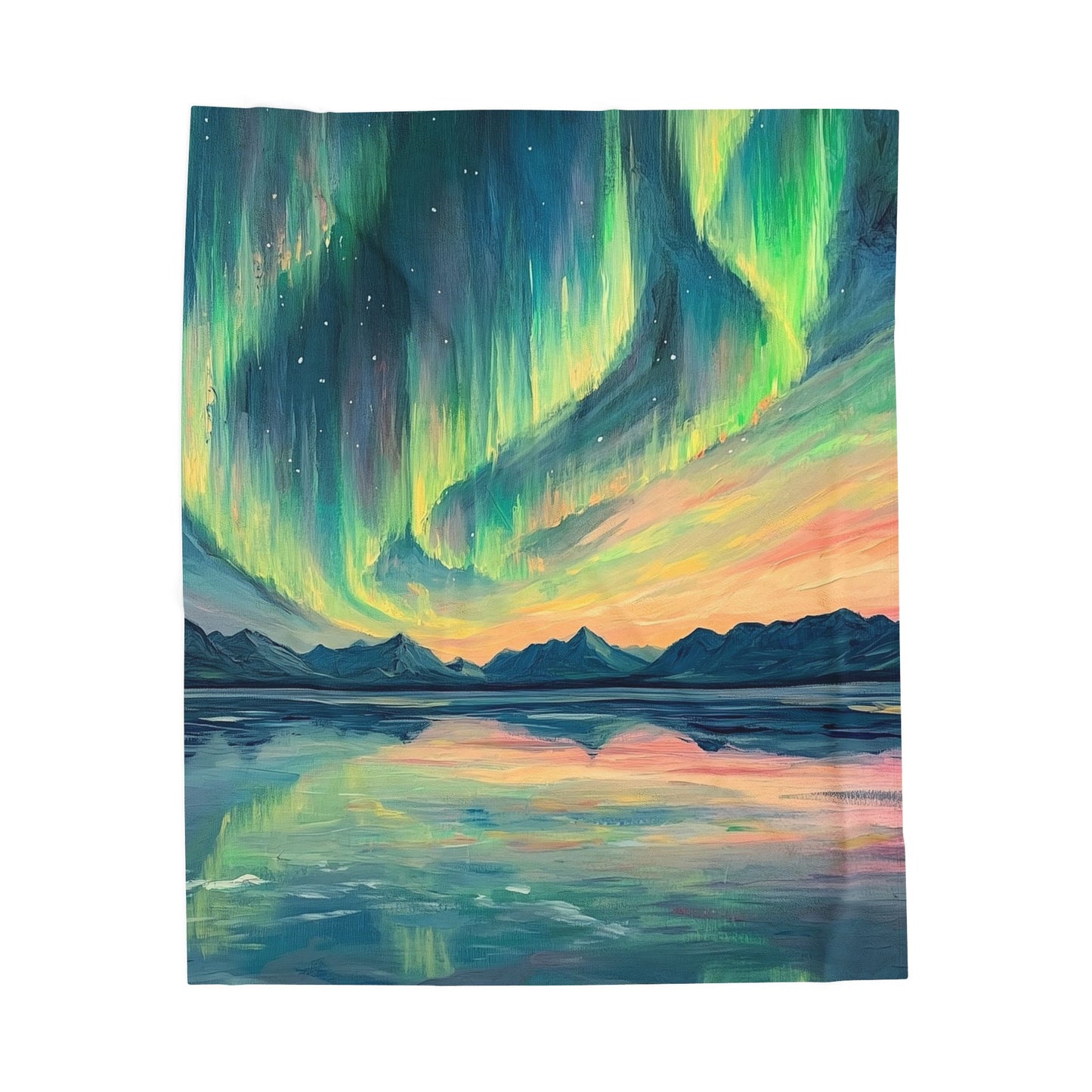 Aurora Night Velveteen Plush Blanket – Northern Lights Landscape Throw
