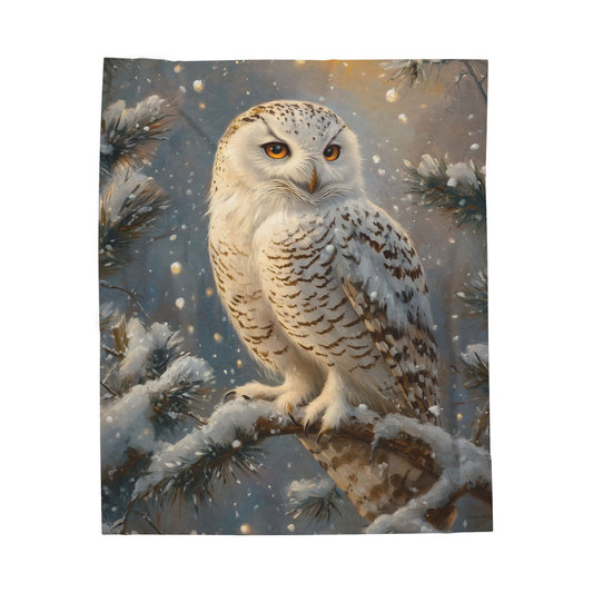 Snowy Owl Velveteen Plush Blanket - Cozy Winter Decor