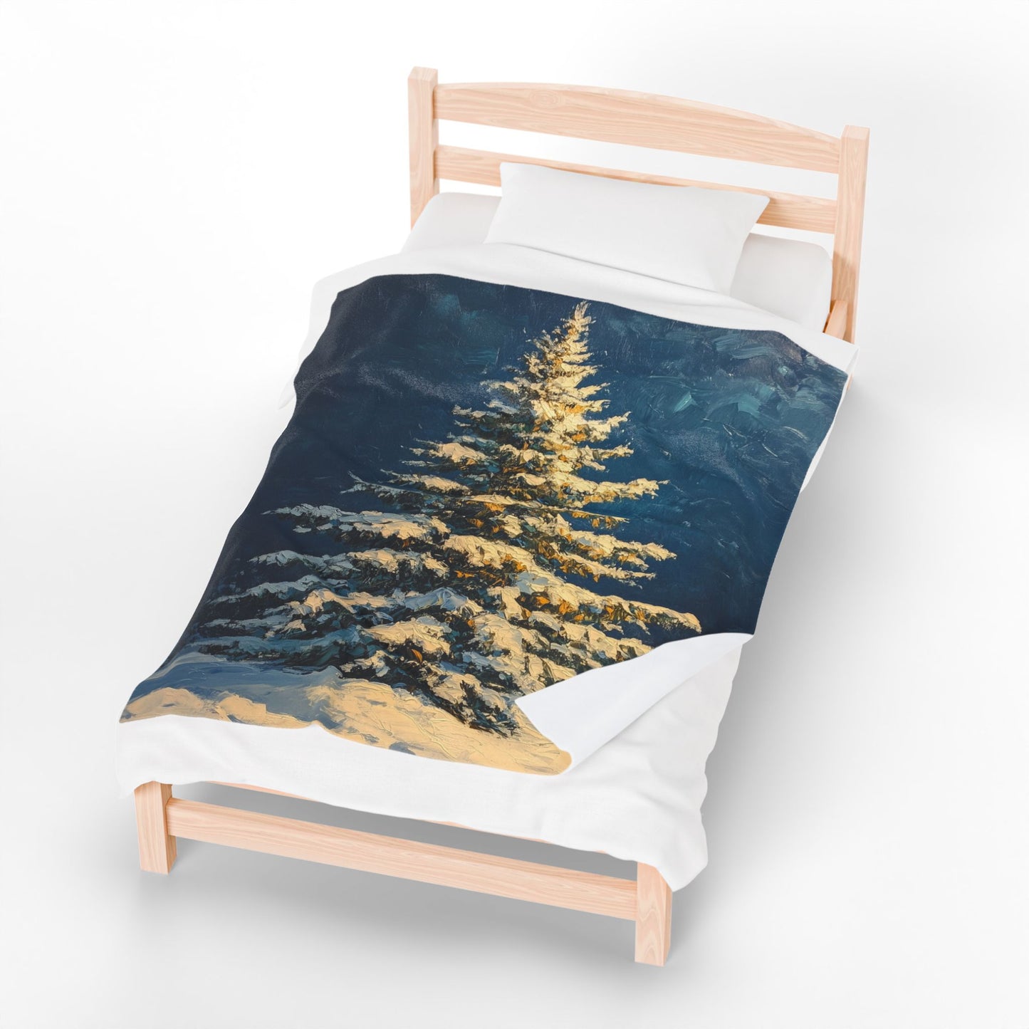 Cozy Winter-Snow Covered Fraser Fir Velveteen Plush Blanket