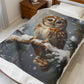Cozy Winter Barred Owl Velveteen Plush Blanket