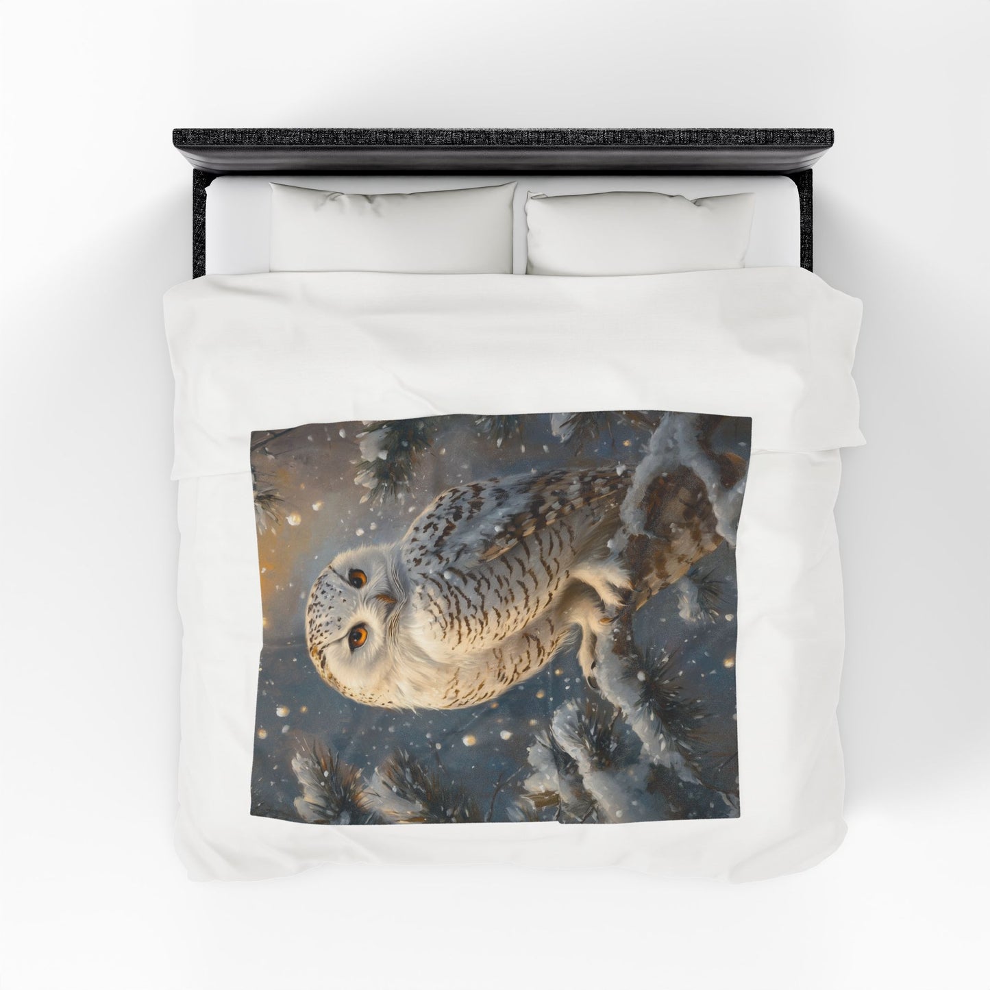 Snowy Owl Velveteen Plush Blanket - Cozy Winter Decor