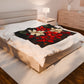 Cozy Christmas Velveteen Plush Blanket with Poinsettia Design