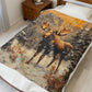 Cozy Winter Moose-Themed Velveteen Plush Blanket