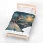 Majestic Winter Wolf Velveteen Plush Blanket - Cozy Artwork for Nature Lovers