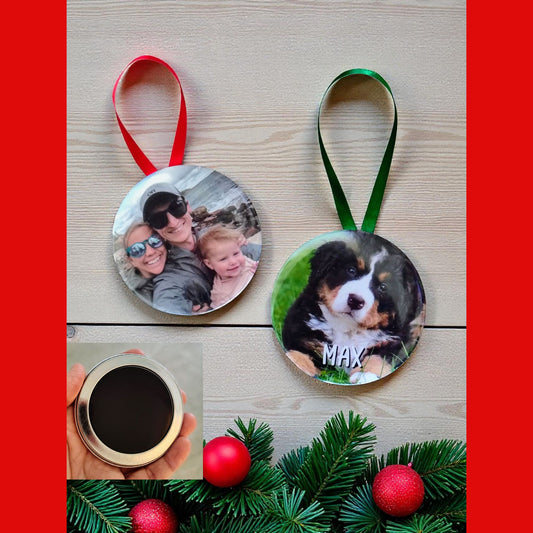 Round 3 inch Photo Magnet Christmas Ornament