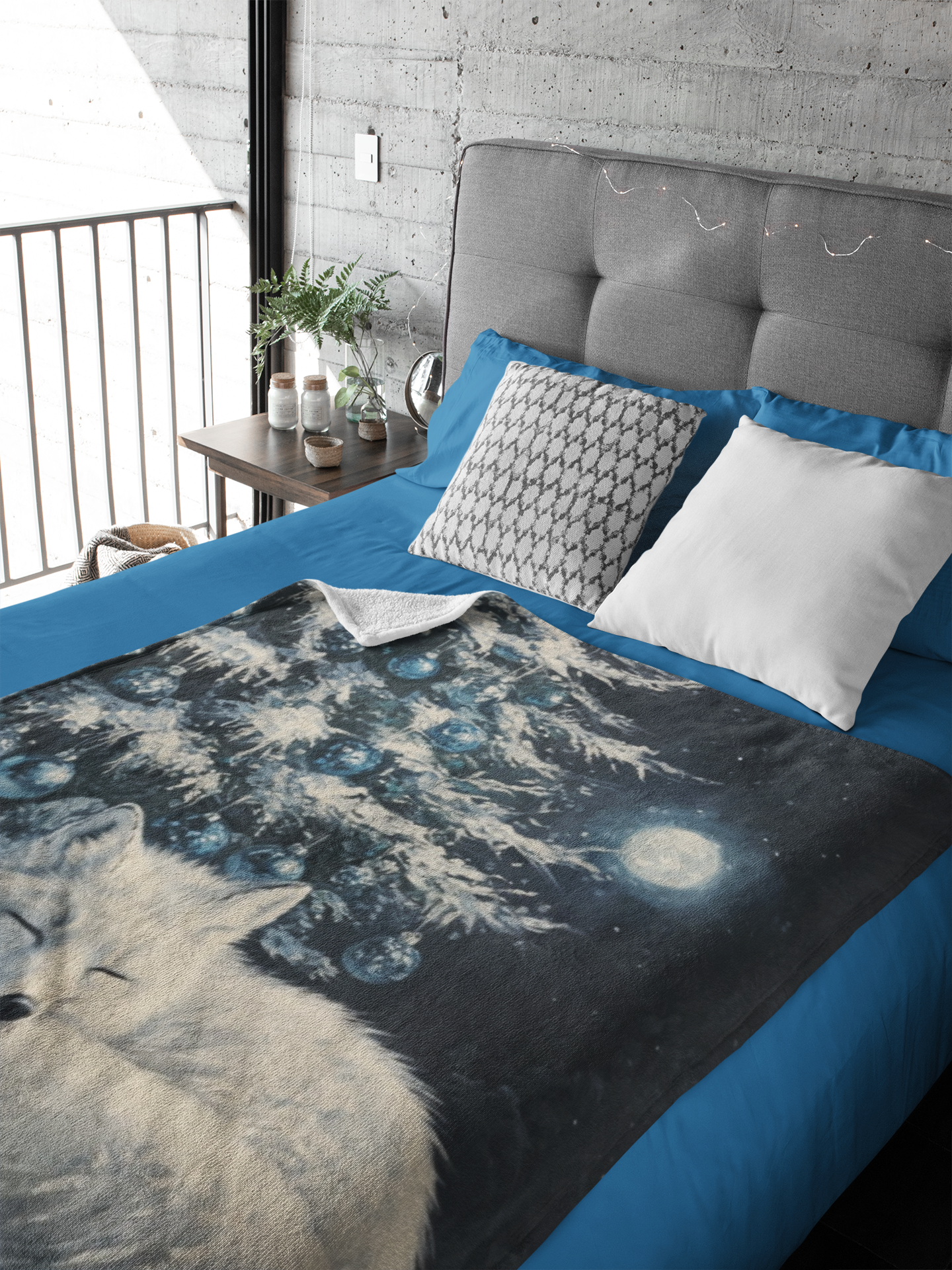 Cozy Winter Arctic Fox Plush Blanket