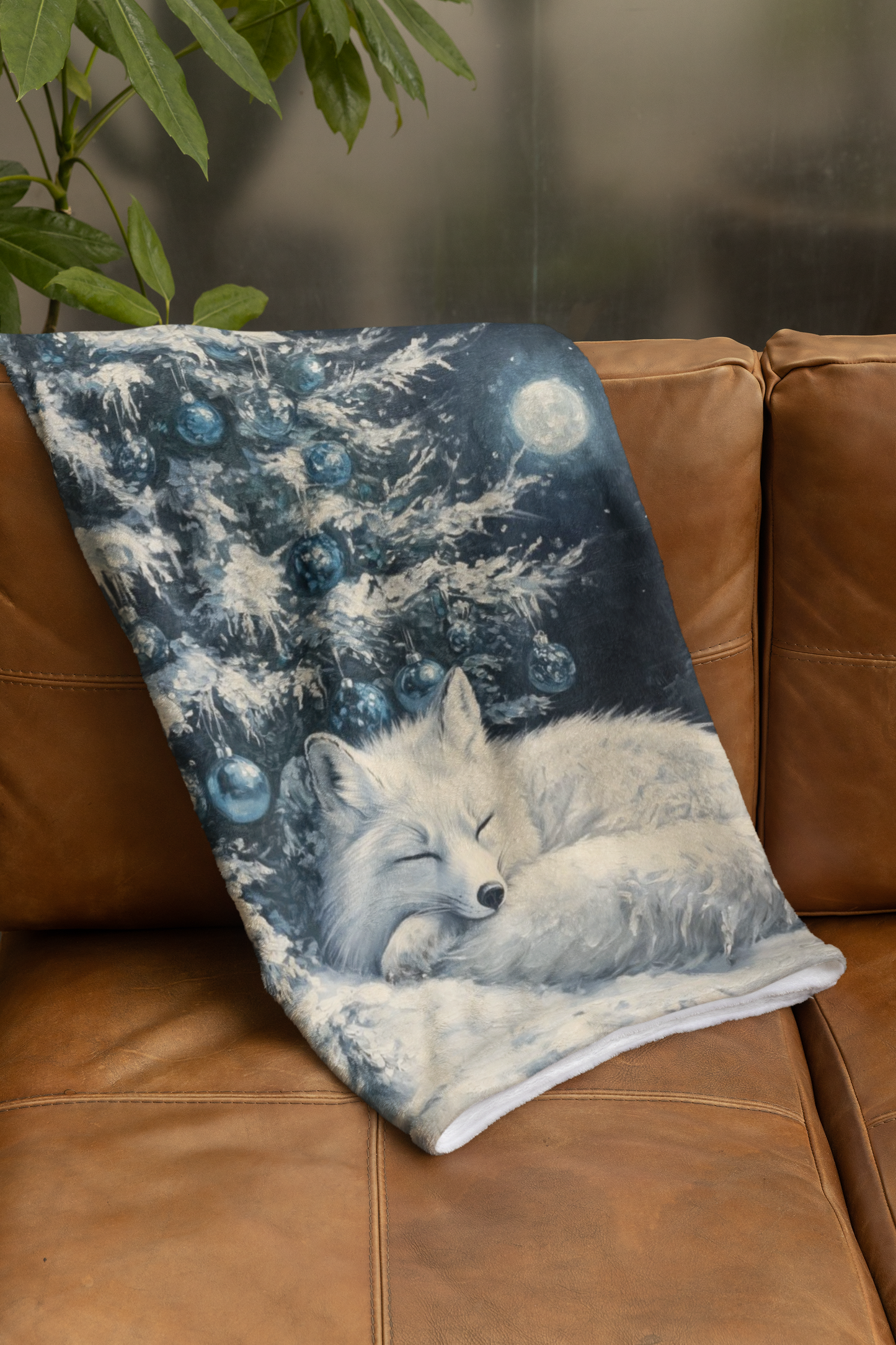 Cozy Winter Arctic Fox Plush Blanket