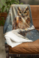 Snowy Great Horned Owl Velveteen Plush Blanket – Cozy Wildlife Throw for Winter Comfort