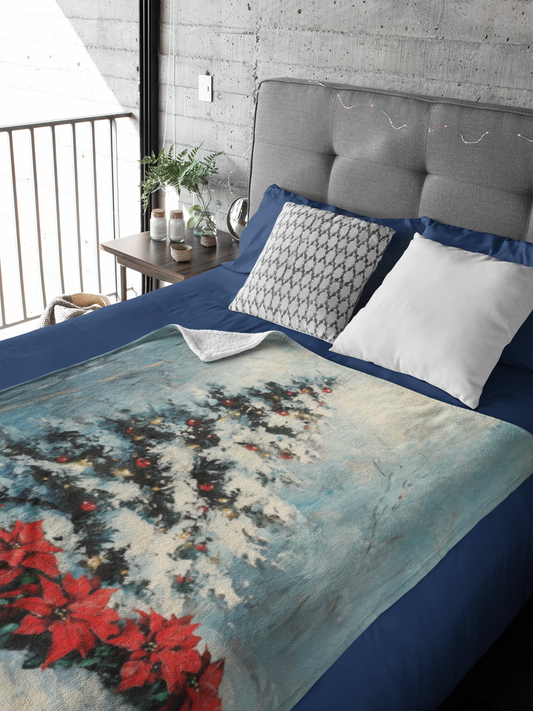 Christmas Velvet Plush Blanket with Holiday Tree Design