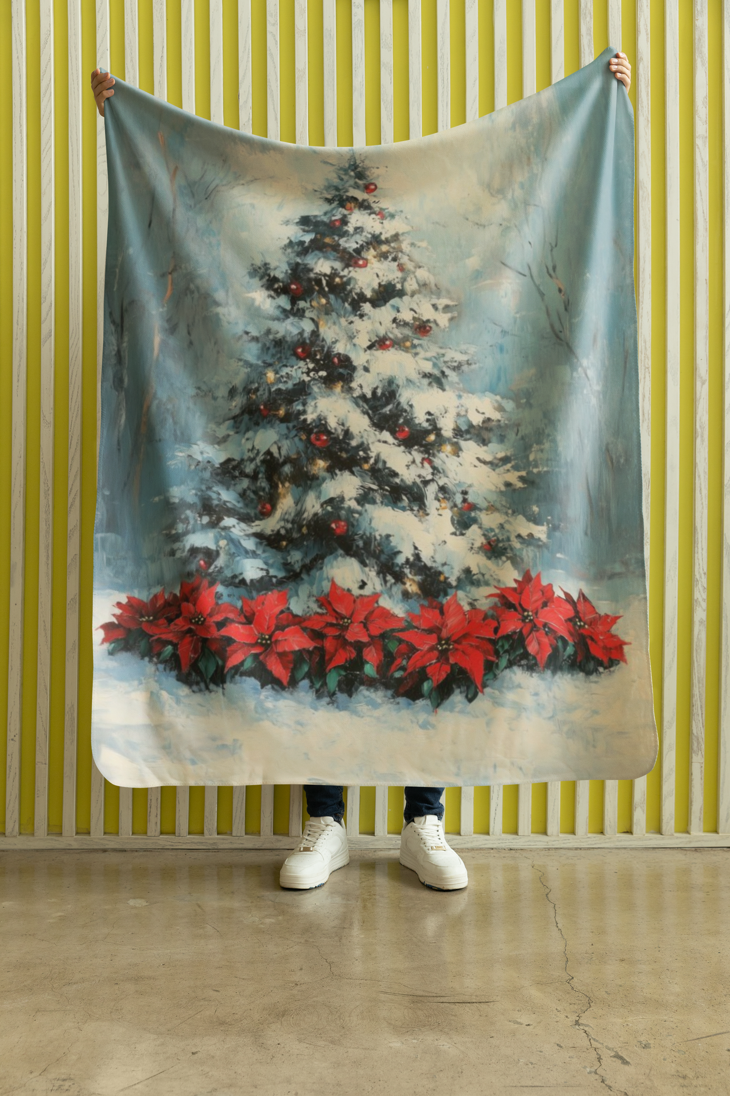 Christmas Velvet Plush Blanket with Holiday Tree Design