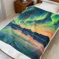 Aurora Night Velveteen Plush Blanket – Northern Lights Landscape Throw