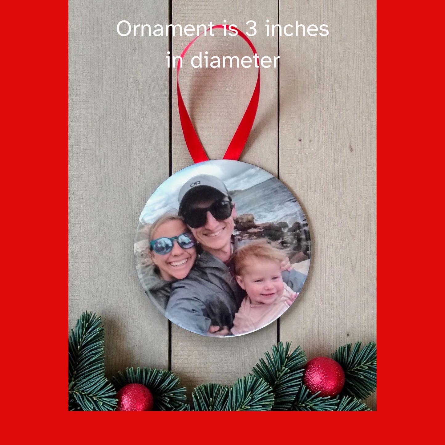 Round 3 inch Photo Magnet Christmas Ornament