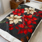 Cozy Christmas Velveteen Plush Blanket with Poinsettia Design