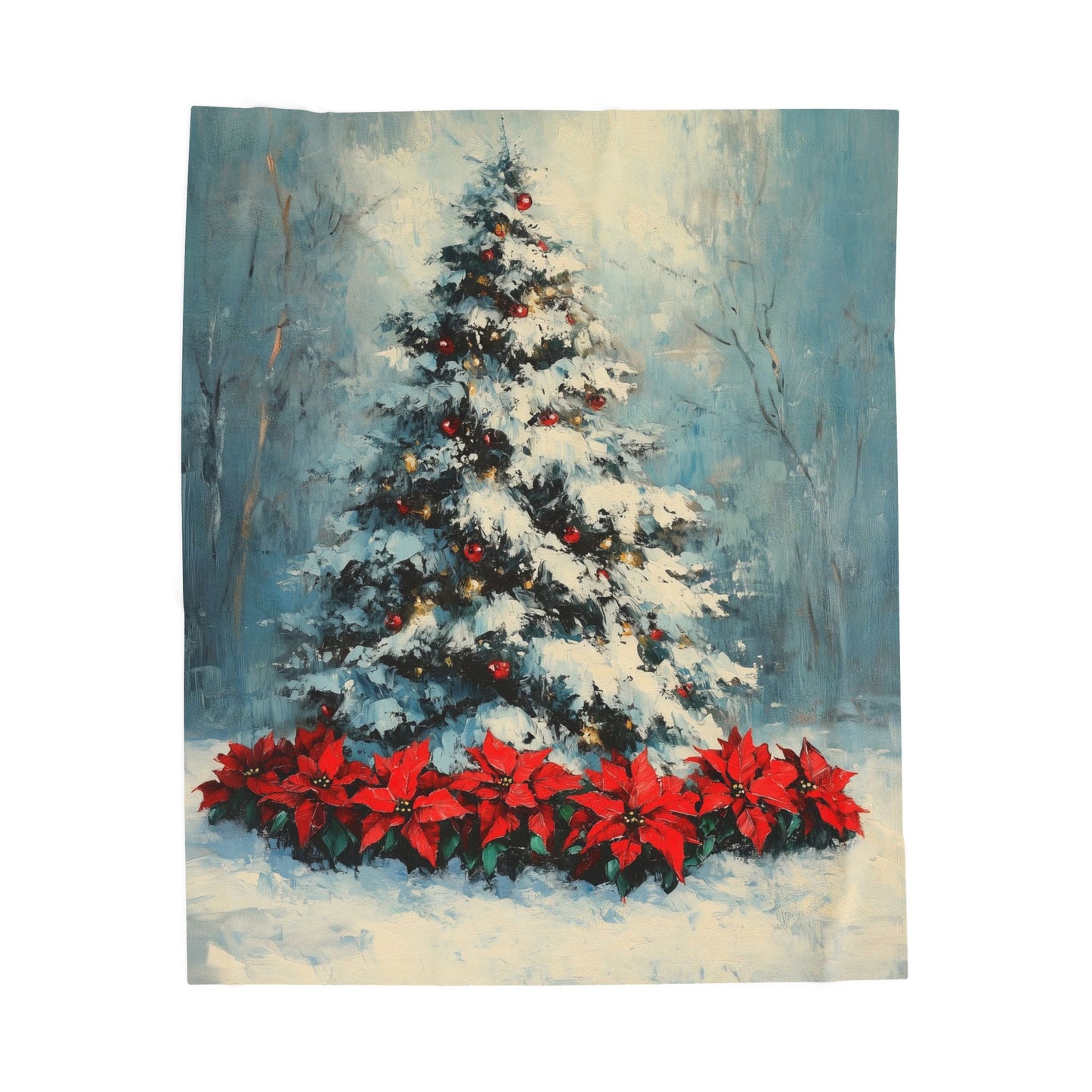 Christmas Velvet Plush Blanket with Holiday Tree Design