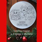 Christmas Coloring 3 inch Magnet Set w/ Dry Erase Markers