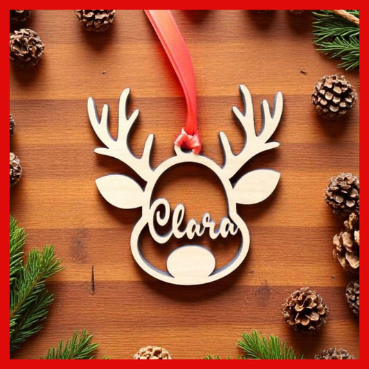 Personalized Name Wood Christmas Ornament - Snowman, Reindeer, Santa