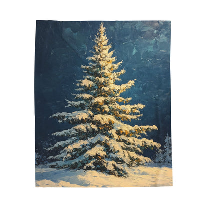 Cozy Winter-Snow Covered Fraser Fir Velveteen Plush Blanket