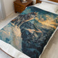 Majestic Winter Wolf Velveteen Plush Blanket - Cozy Artwork for Nature Lovers