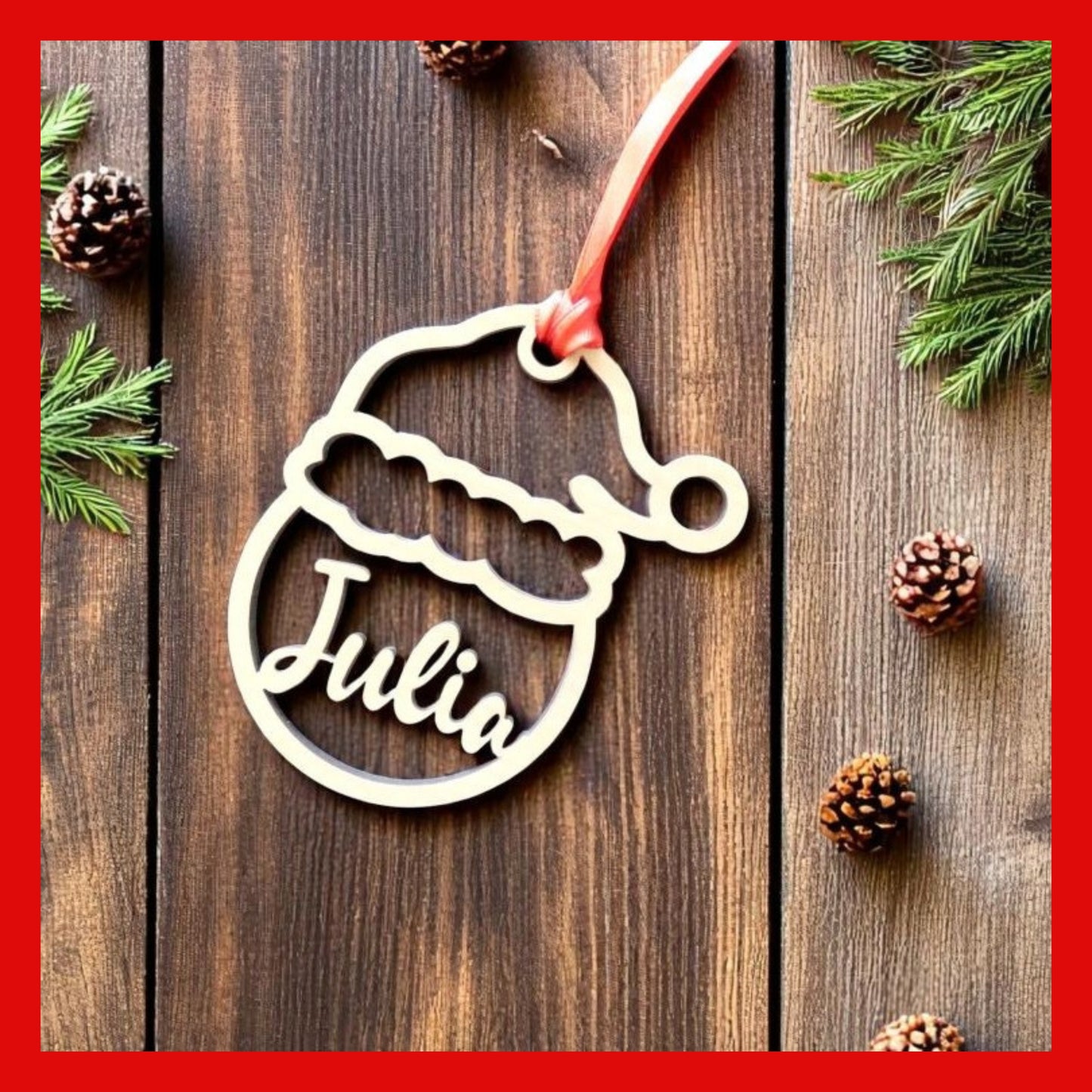 Personalized Name Wood Christmas Ornament - Snowman, Reindeer, Santa