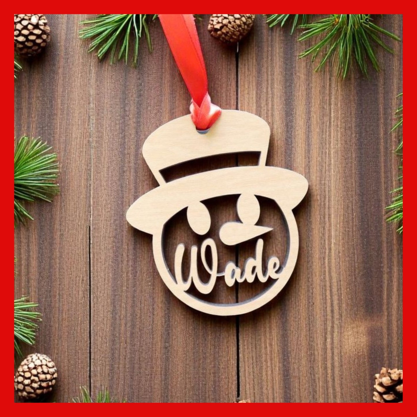 Personalized Name Wood Christmas Ornament - Snowman, Reindeer, Santa