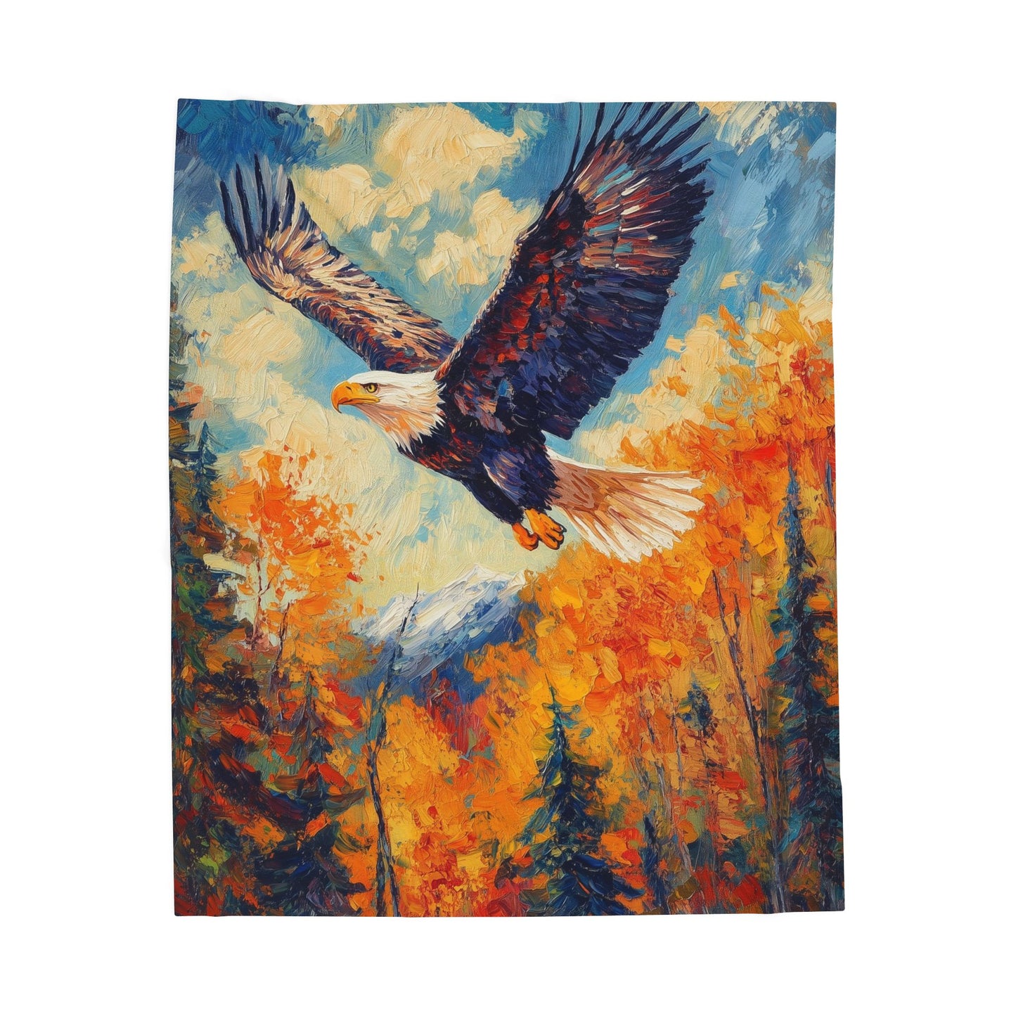 Eagle in Flight Autumn Velveteen Plush Blanket - Bird Lovers