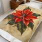Festive Poinsettia Velveteen Plush Blanket