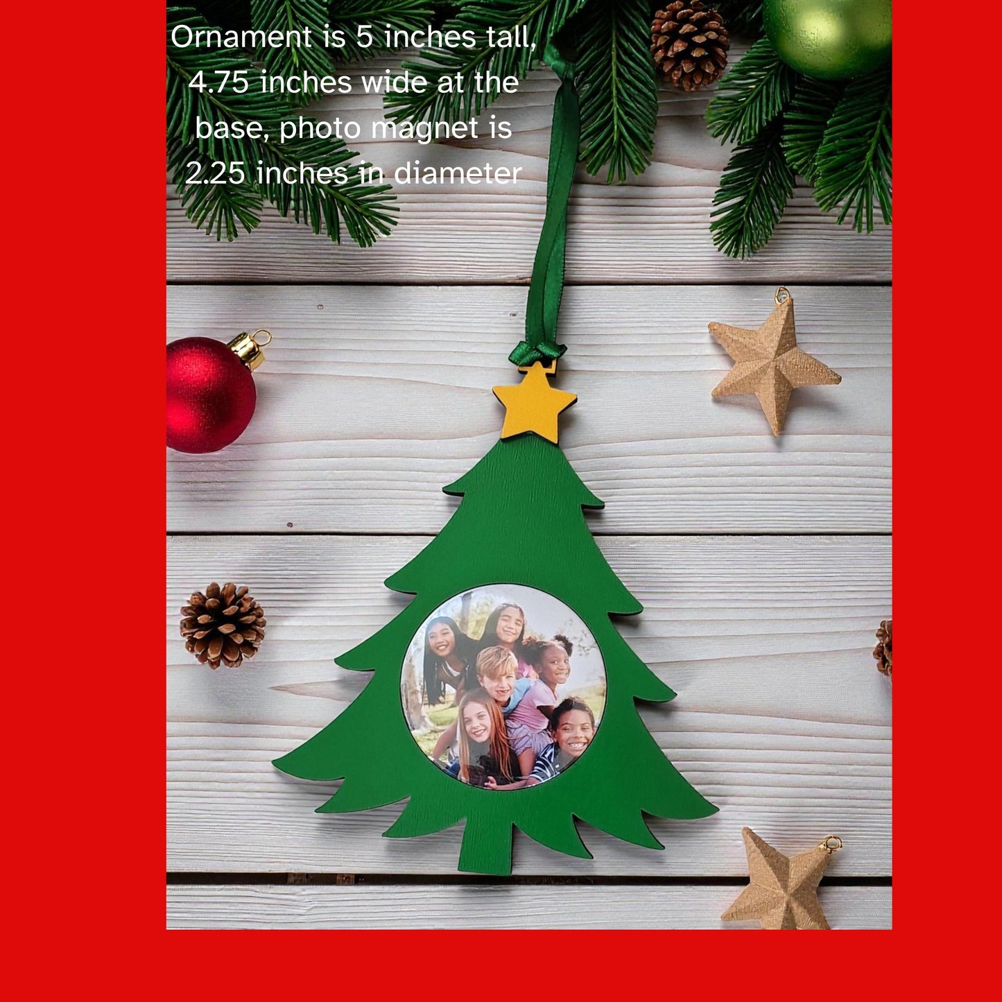 Personalized Christmas Tree Photo Magnet Ornament