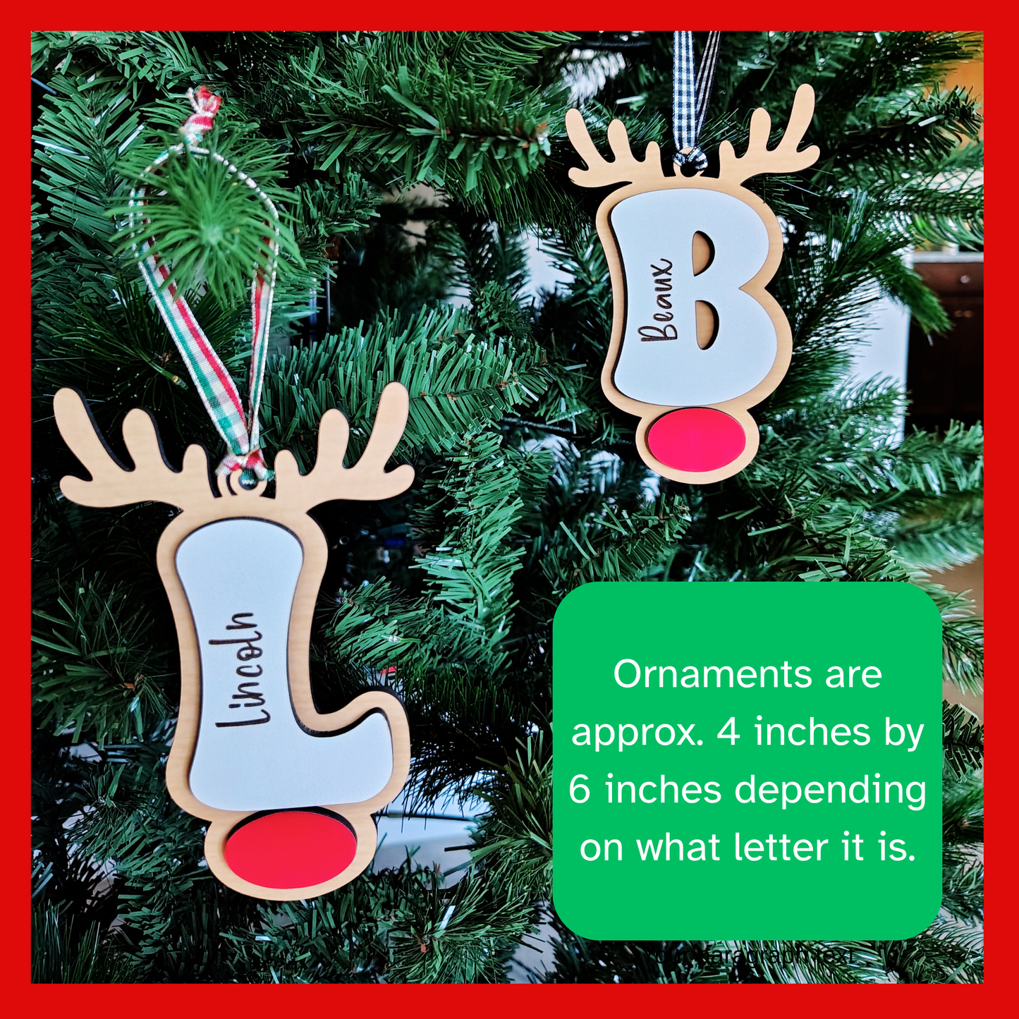 Personalized Boho Style Reindeer Christmas Ornament