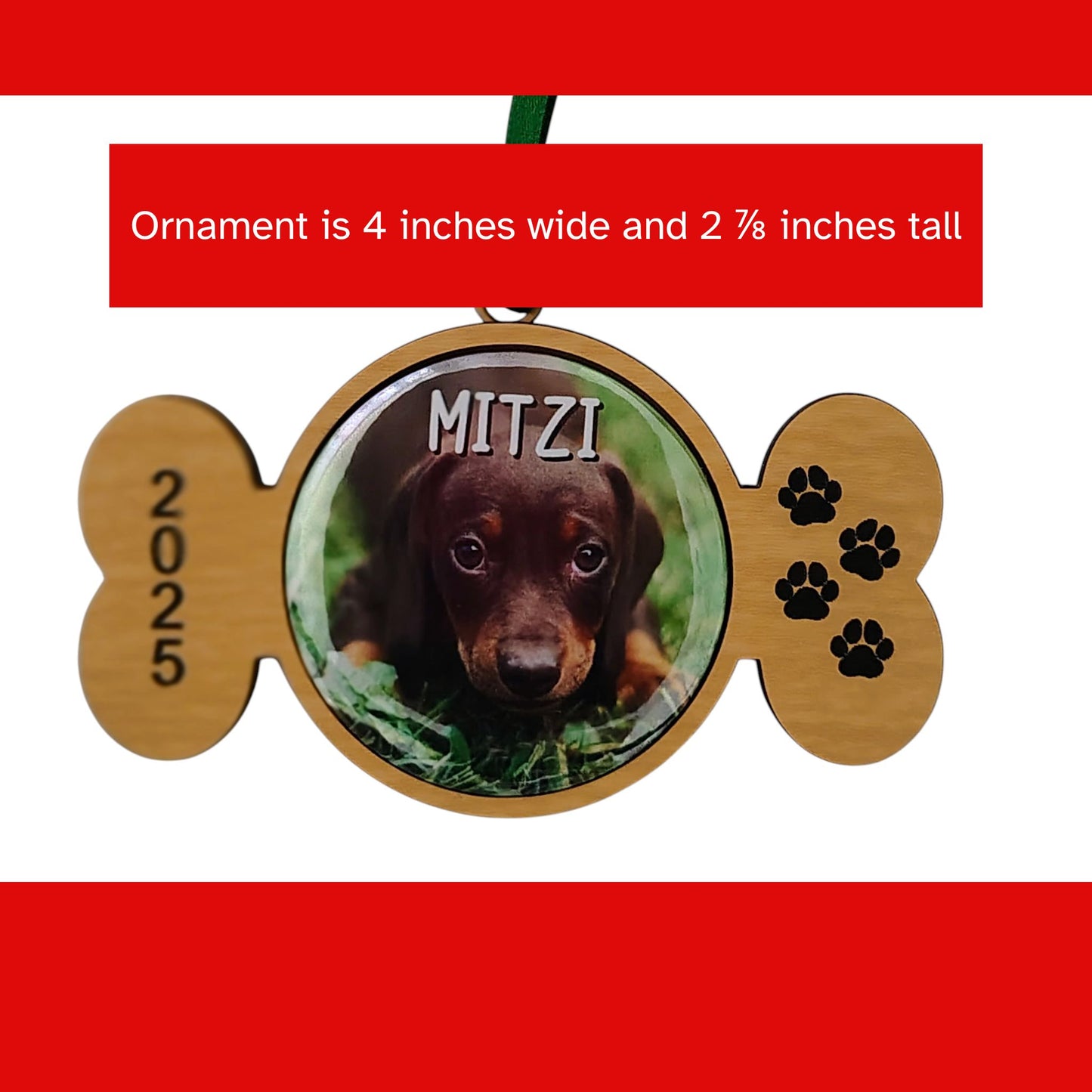 Personalized Dog Bone Photo Magnet Christmas Ornament