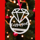 Personalized Diamond Shaped Engagement Christmas Ornament